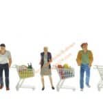 HO Kunden mit Einkaufswagen