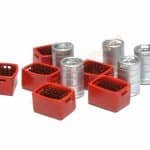 N Bierfässer und Bierkisten