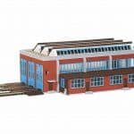 N Lokschuppen dreistaendig